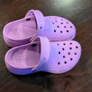 Purple Crocs platform